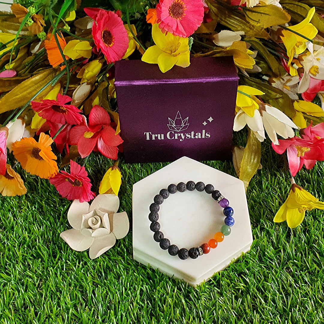 7 Chakra Lava Stone Bracelet