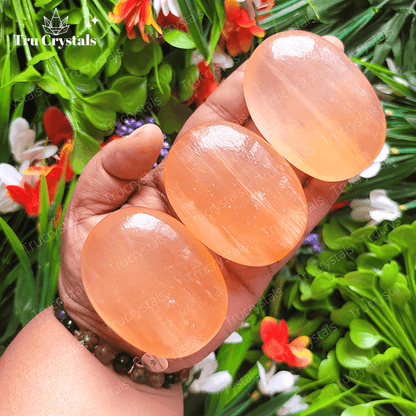 Orange Selenite Palm Stone - To Cleanse Aura