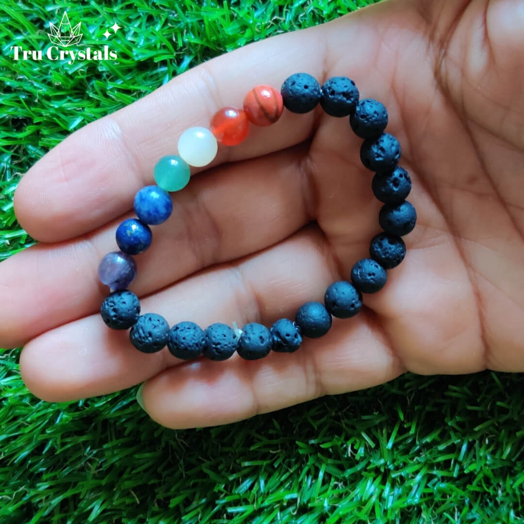 7 Chakra Lava Stone Bracelet