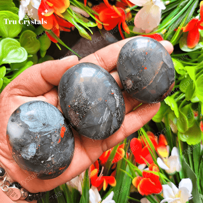 Blood Stone palm stone For Mental Clarity