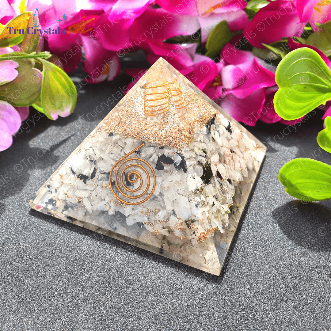 Moonstone Orgonite Pyramid For Good Fortune