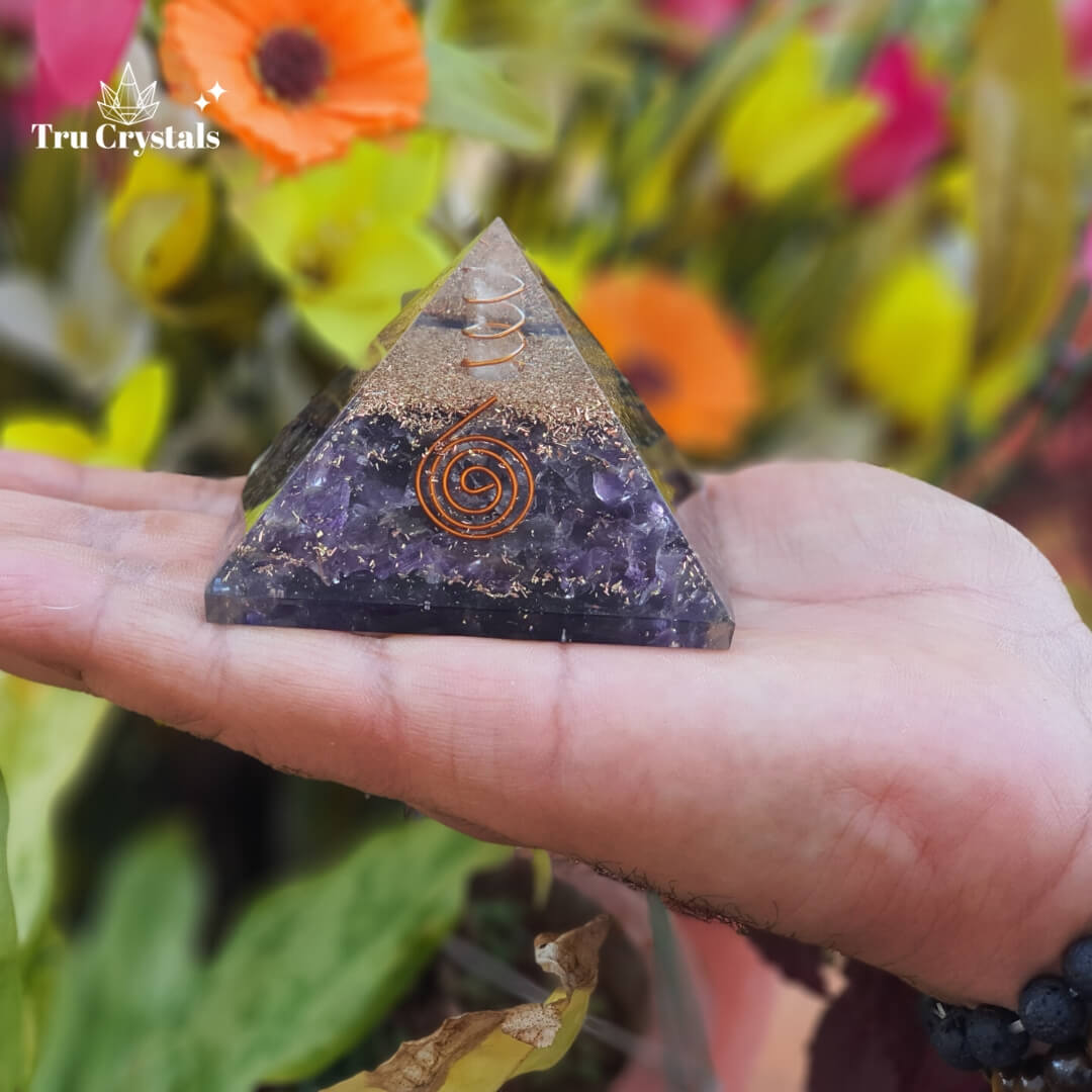 Amethyst Orgonite Pyramid For Energy Healing