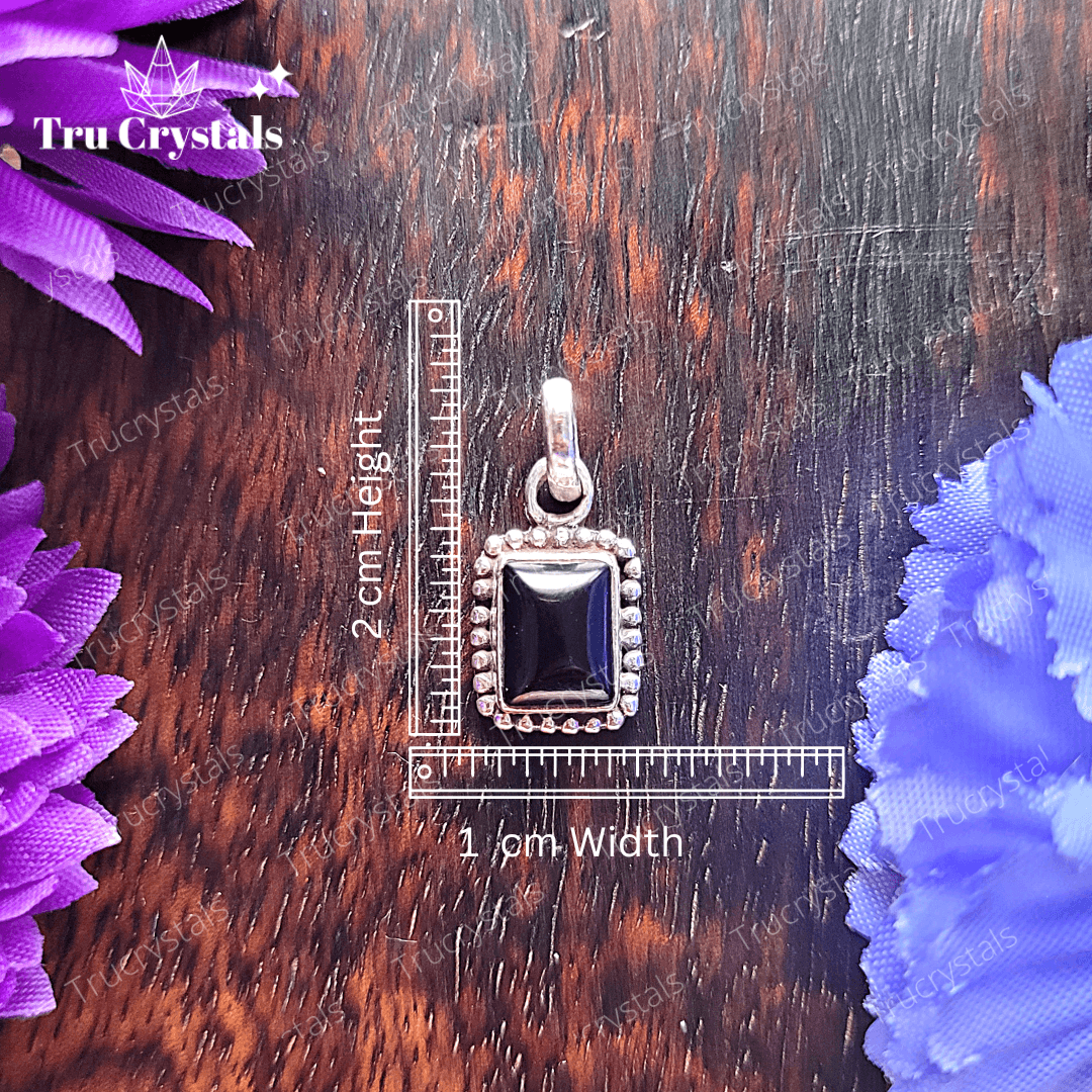 Sterling Silver Black Tourmaline Pendant-Square