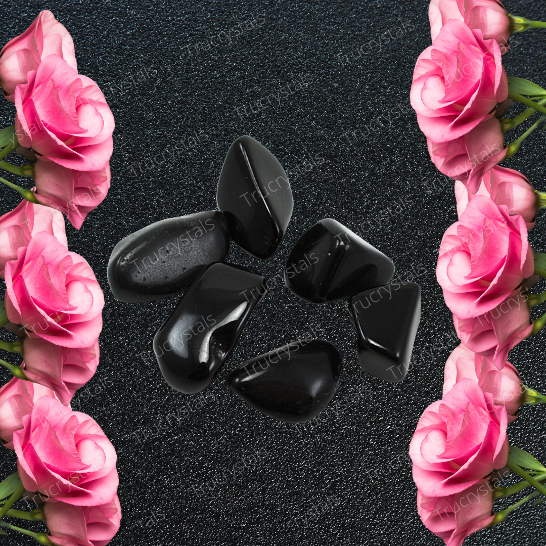Black Tourmaline Tumbled Stones( Pack of 4 stones)