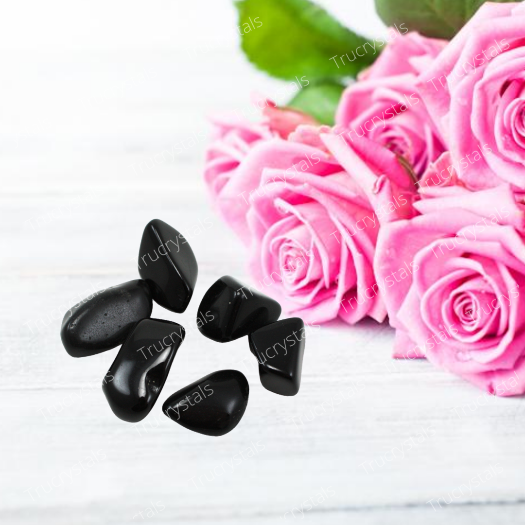 Black Tourmaline Tumbled Stones( Pack of 4 stones)