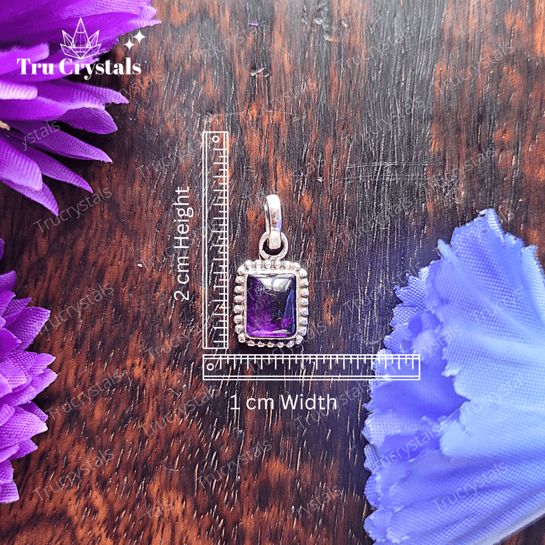 Sterling Silver Amethyst Pendant- Square