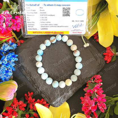 Natural Larimar Bracelet For Deep Healing (certified)