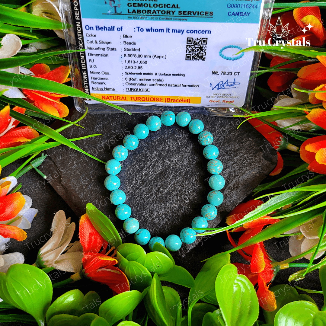 Natural Turquoise (Firoza) Bracelet - Certified