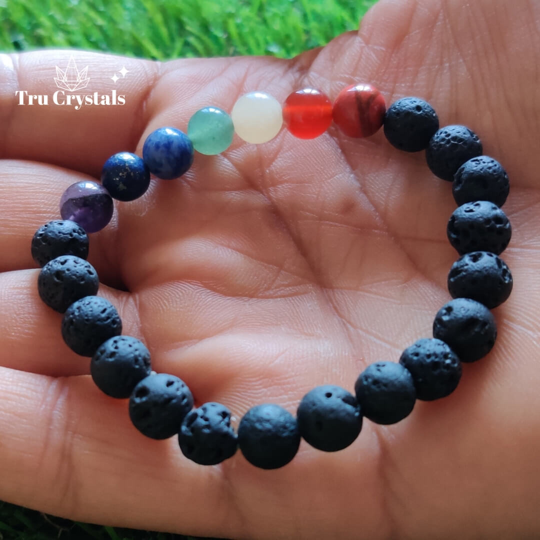 7 Chakra Lava Stone Bracelet Trucrystals in 7-chakra-lava-stone-bracelet-trucrystals-in