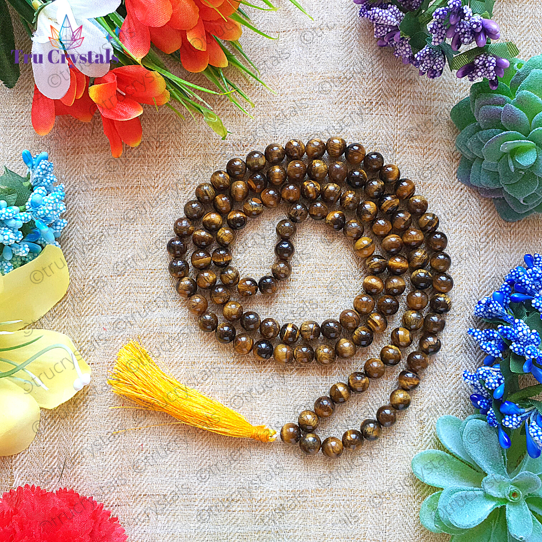 Tiger's Eye Crystal Japa Mala: For Inner Strength