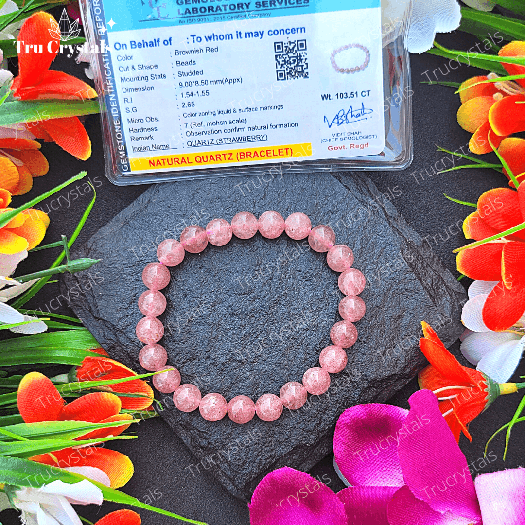 Strawberry Quartz Bracelet to boost love & Joy