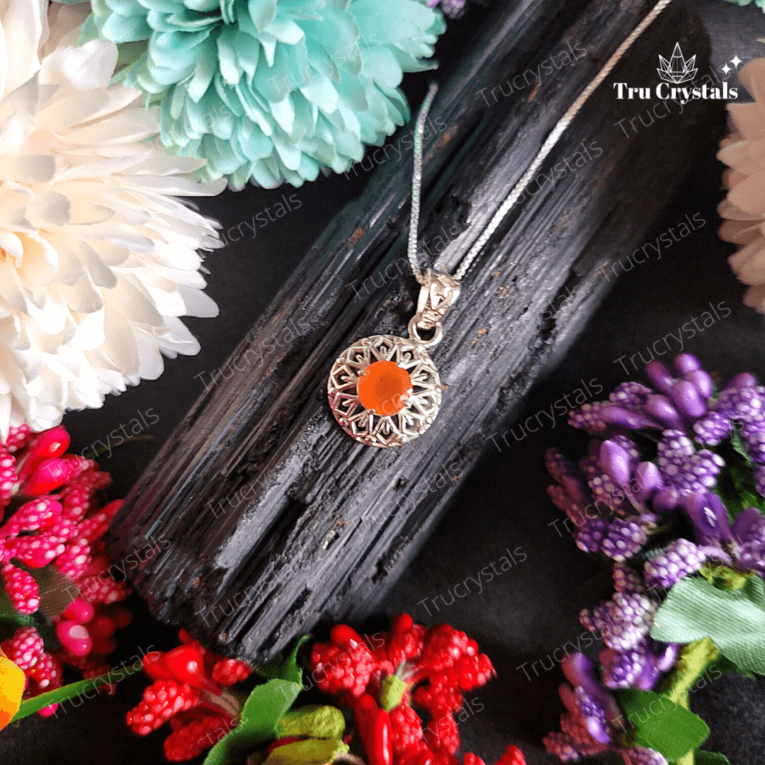 Orange Carnelian Silver pendant