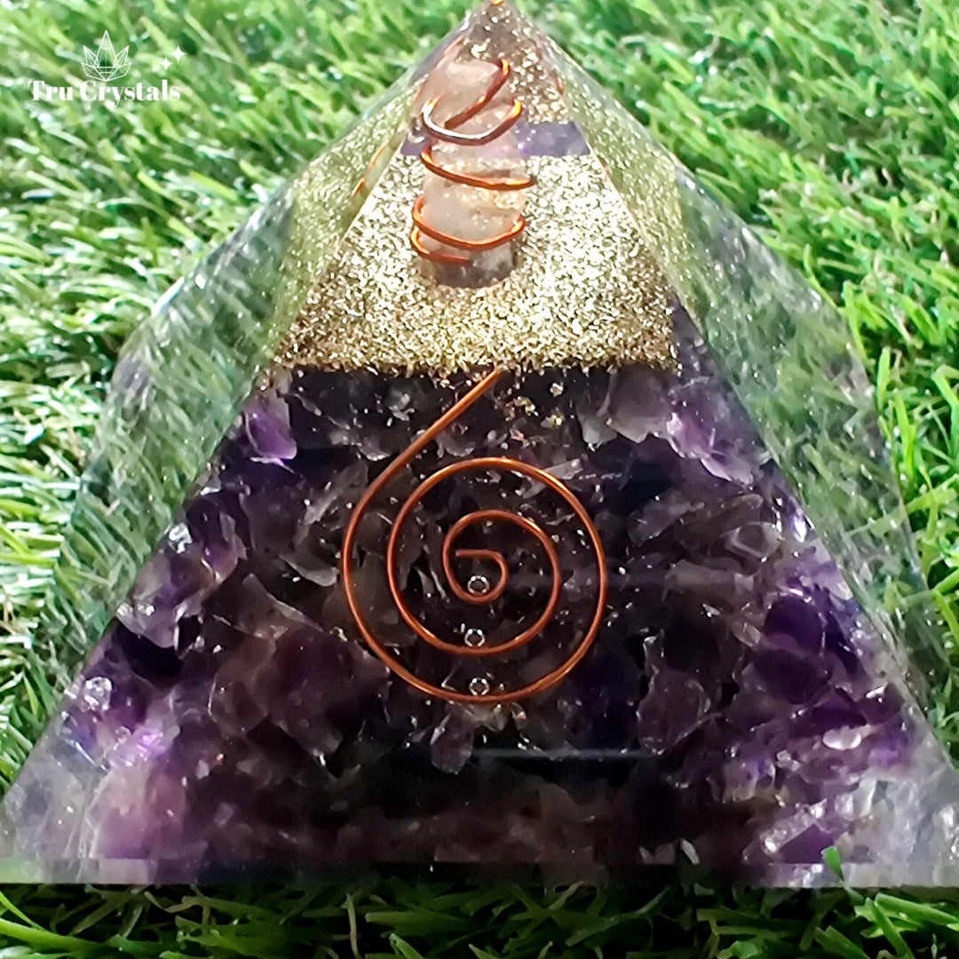 Amethyst Orgonite Pyramid For Energy Healing