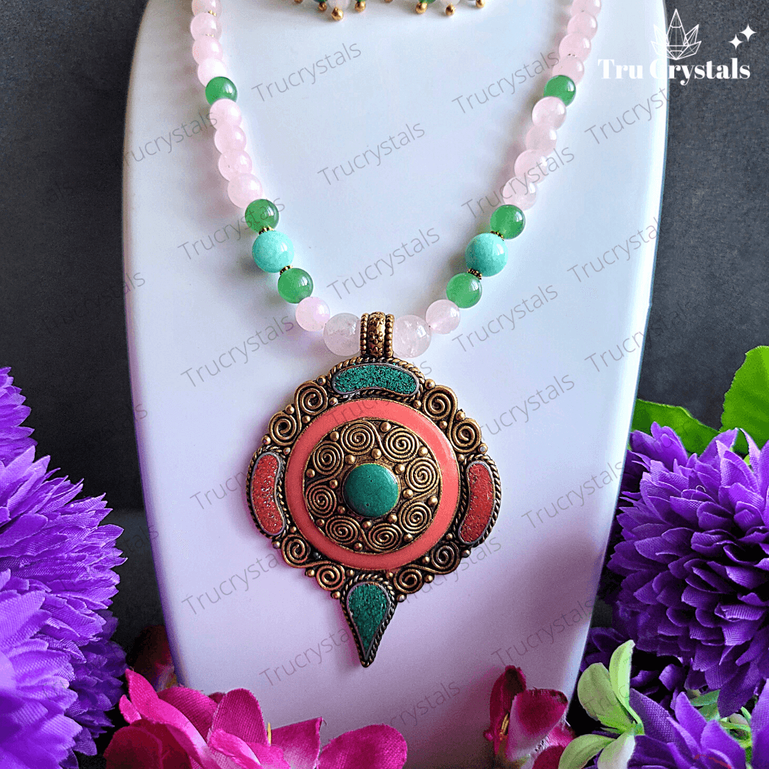 MALATI RoseQuartz & Green Aventurine Necklace