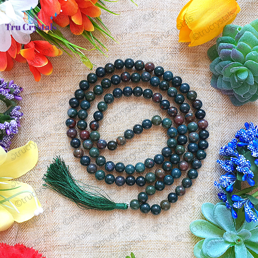 Indian Blood stone Japa Mala: For Mental Clarity & Decision Making