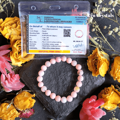Natural Pink Opal Bracelet - Certified