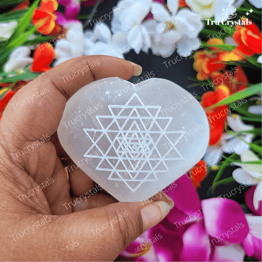 Selenite Heart - Sri Chakra