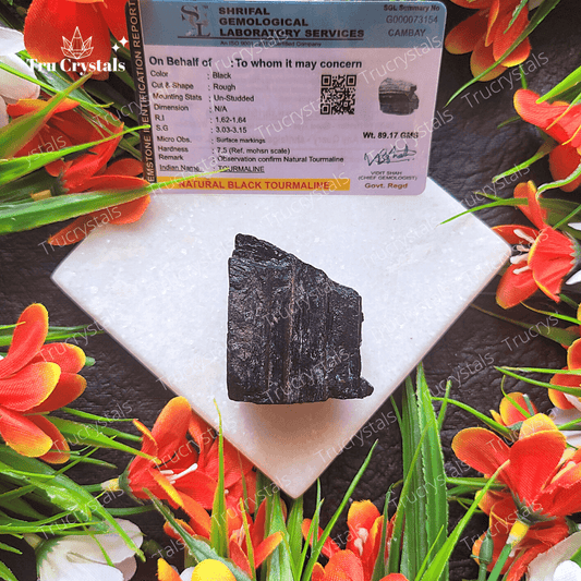 Natural Black Tourmaline Rough Stone- Certified