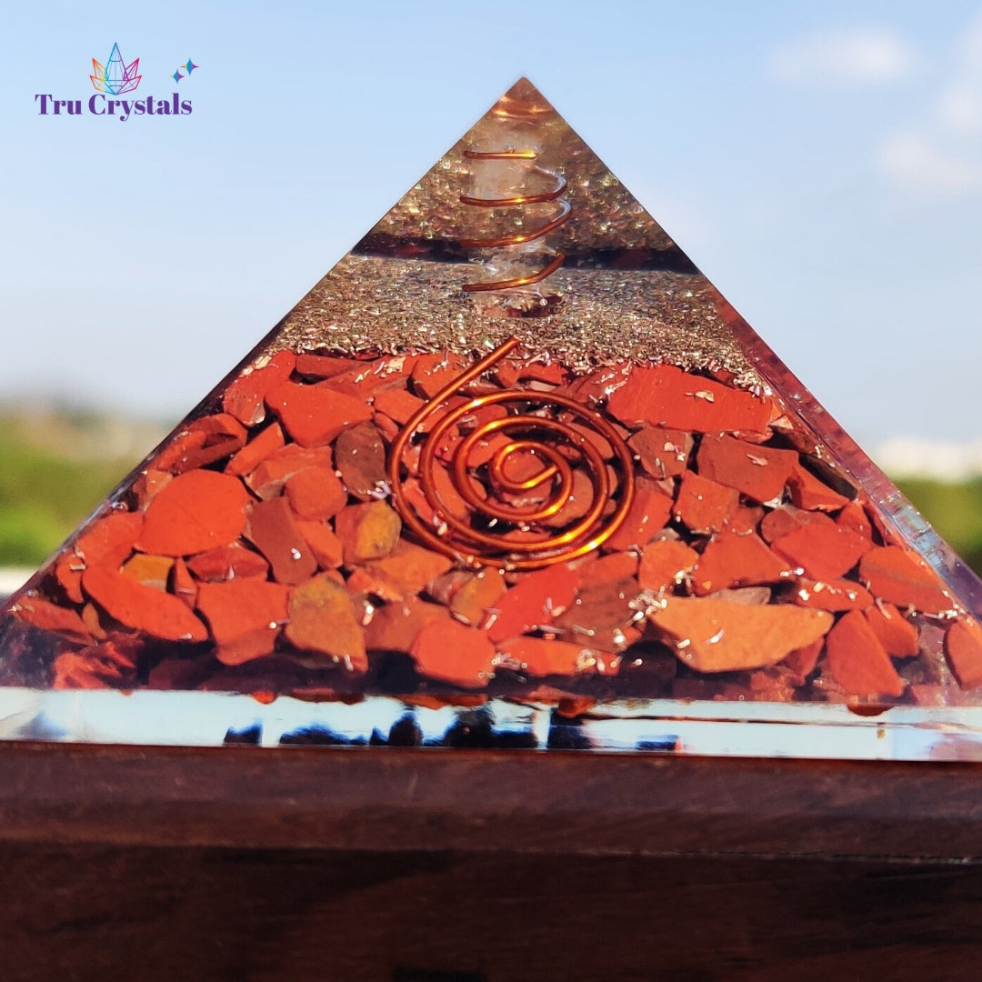 Red Jasper Orgonite Pyramid For Courage