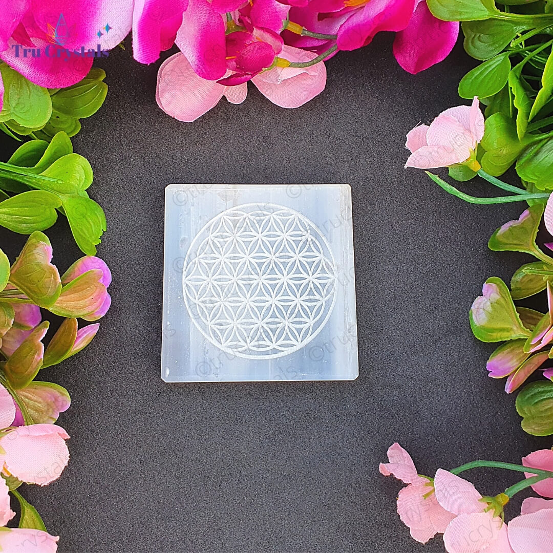 Bracelet Charging Selenite Plate: Flower of life