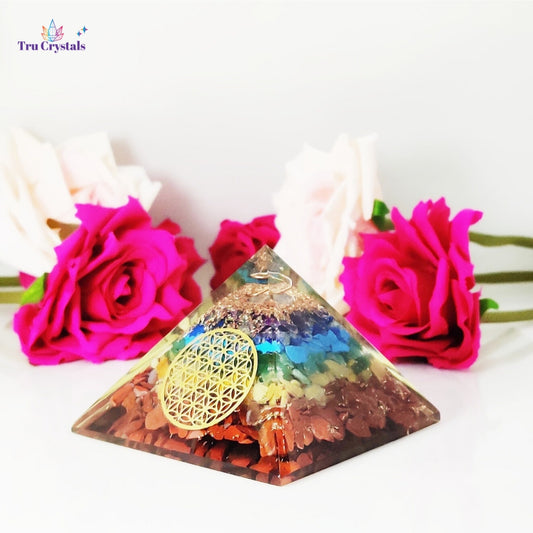 7 Chakra Orgonite Pyramid (Layered)