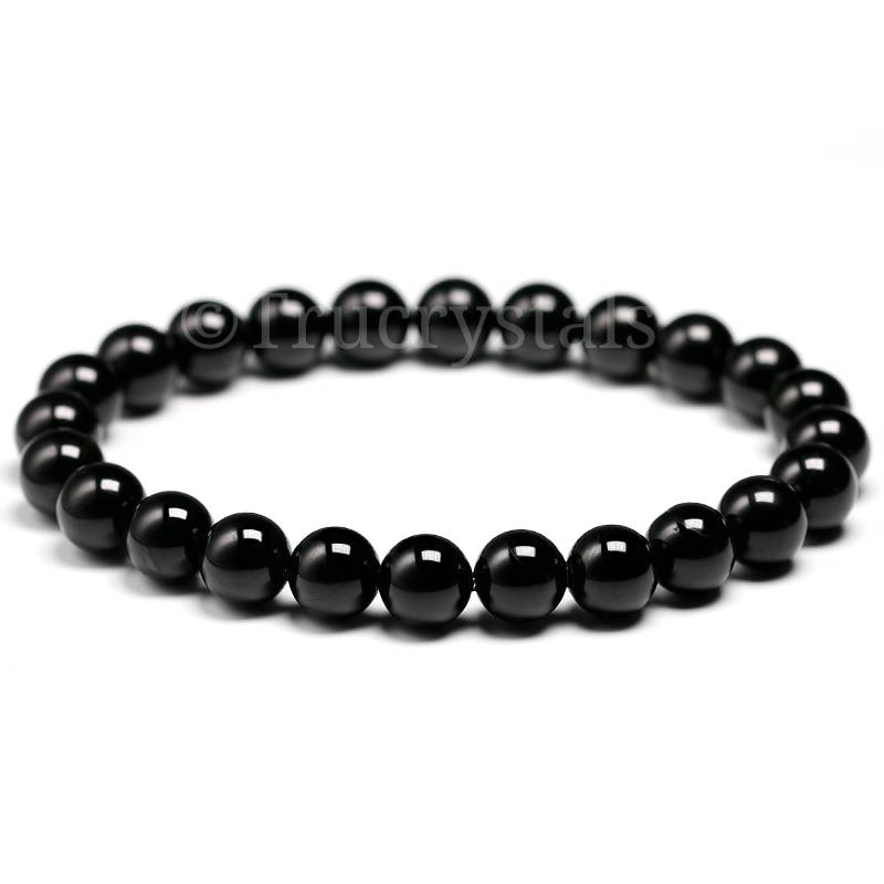 Silver Nazariya Bracelet Adjustable - Big Black Beads - Osasbazaar