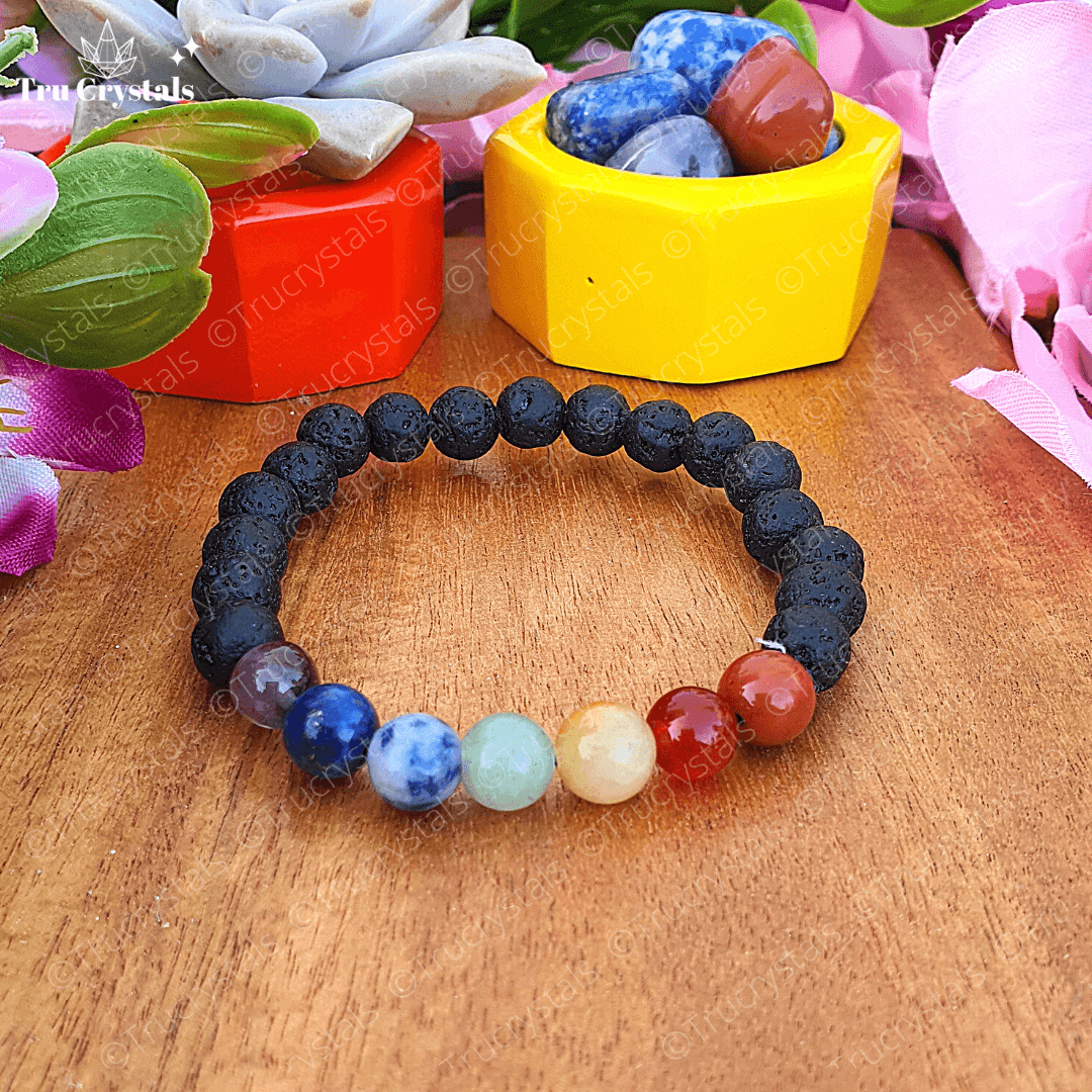 7 Chakra Lava Stone Bracelet