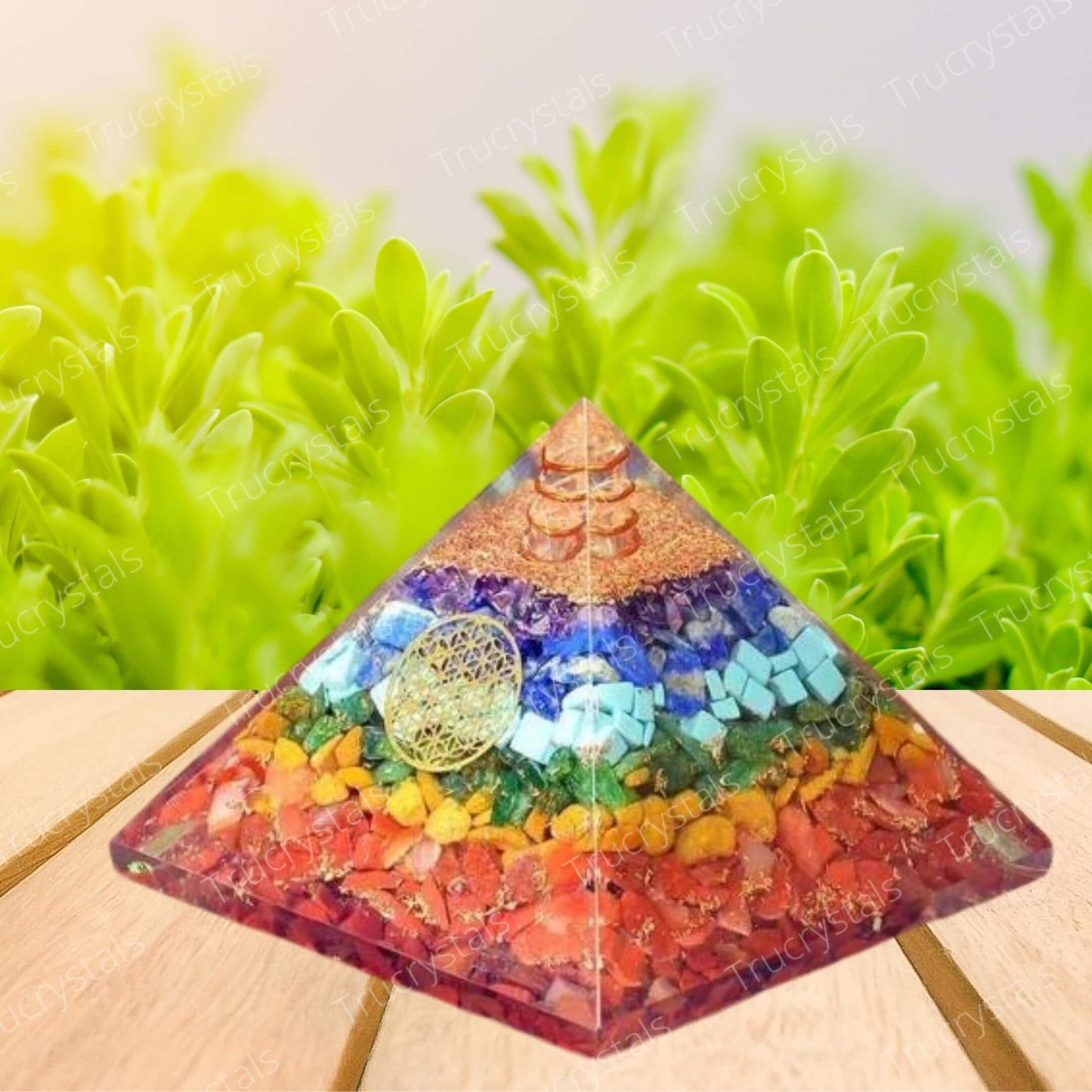 7 Chakra Orgonite Pyramid (Layered)